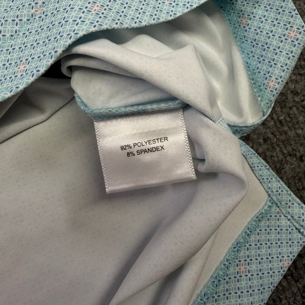 Peter Millar Mens XL Tailored Fit Crown Crafted Polo Shirt Light Blue Geometric - Picture 6 of 11